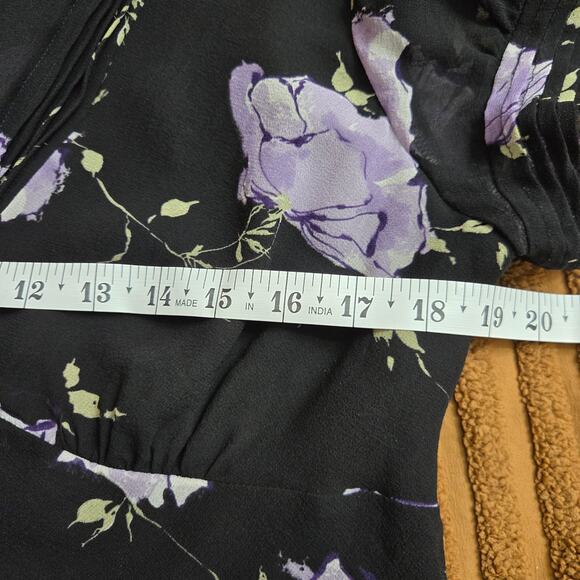 Ann Taylor Womens Vtg Y2K Whimsigoth Semi-Sheer Silk Floral Babydoll Blouse 12 - Picture 10 of 11